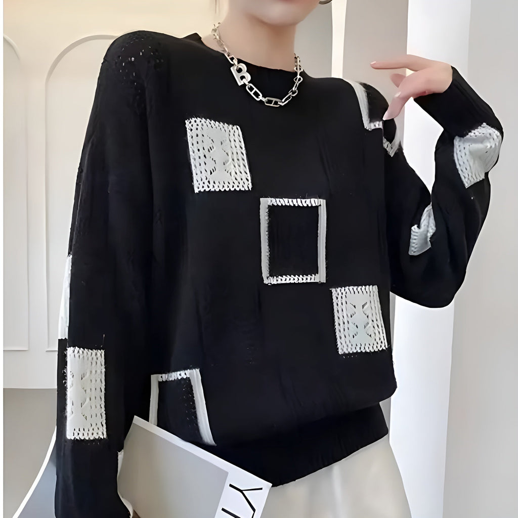 Avery | Geometric Patch Knit Sweater
