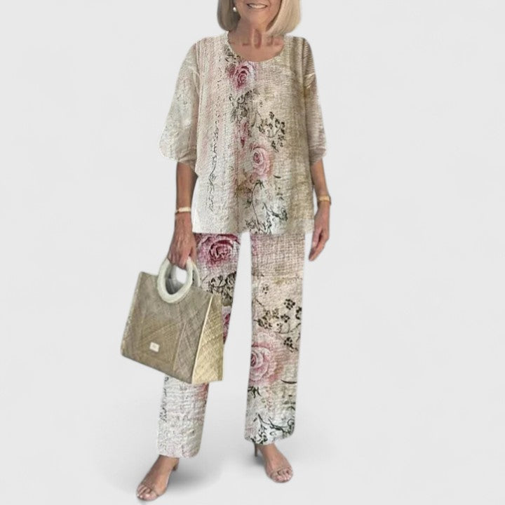 Ciara | Sophisticated Loose Two-Piece Set – Cream Rose