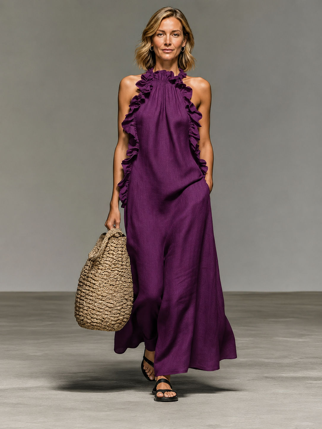 Emma | Soft Ruffle Maxi – Purple