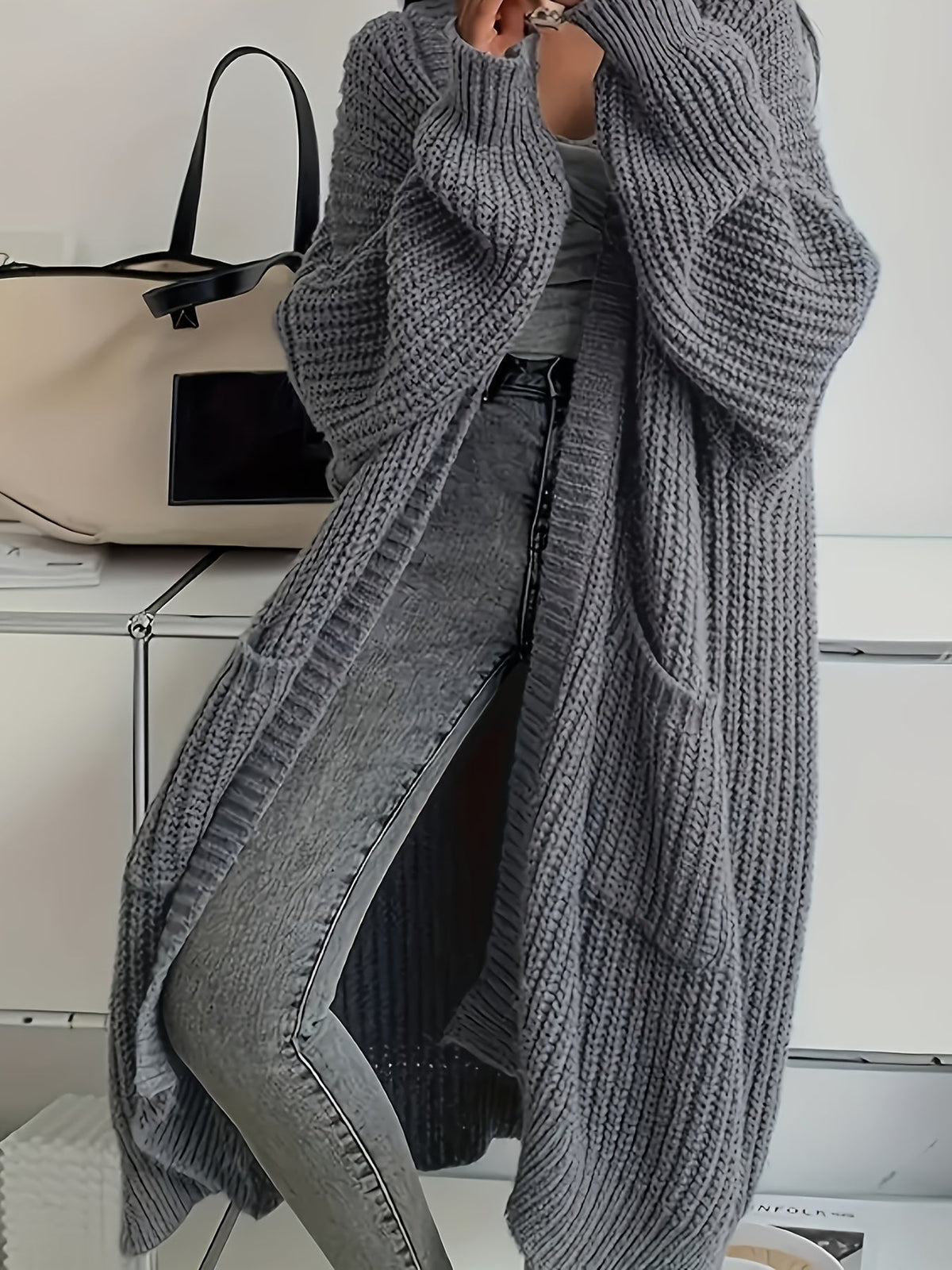 Alice | Cozy Confidence Longline Cardigan – Gray