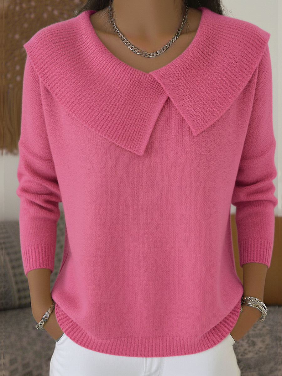 Sunnora | Warm Sweater with Soft Collar – Pink