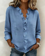 Cayla | Elegant V-neck Ruffles Blouse