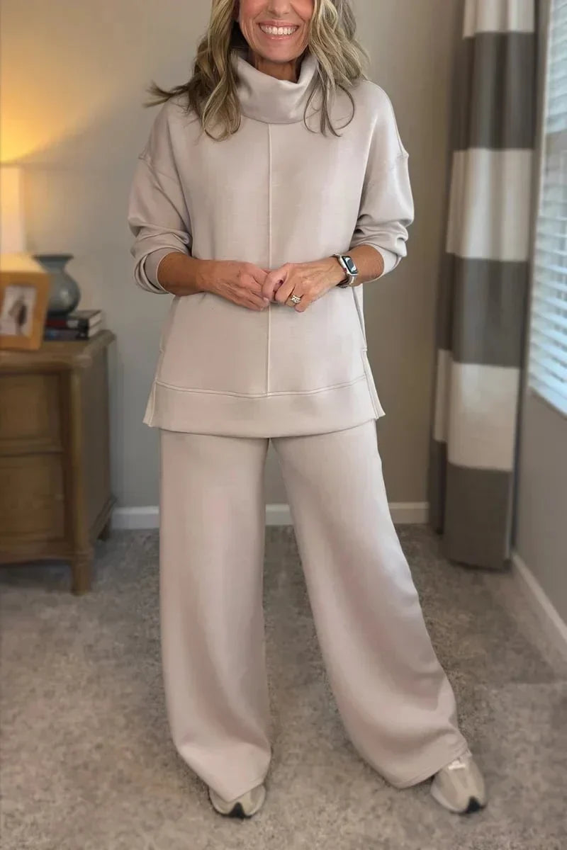 Amelia | Sophisticated Turtleneck Tailored Travel Set – Beige