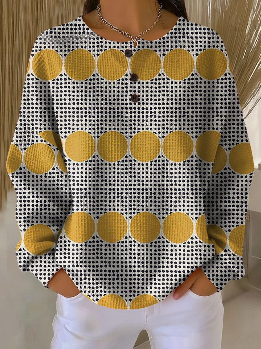 Thyra | Vintage Sweater with Geometric Pattern – Yellow