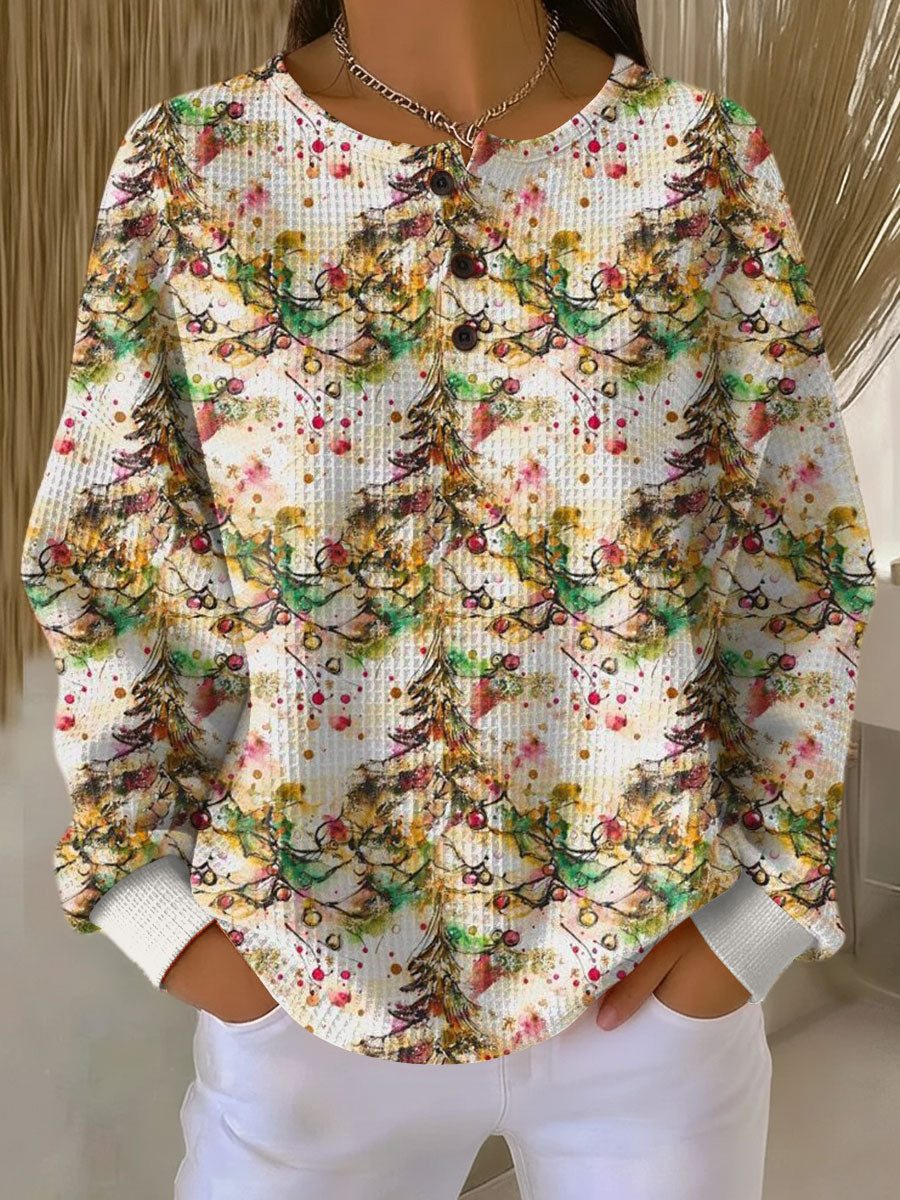 Milly | Cozy Sweater with Christmas Tree Pattern – Multicolor