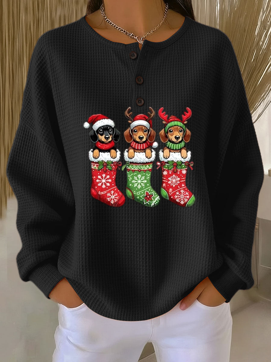 Grethe | Vintage Christmas Sweater with Dog Motif – Black