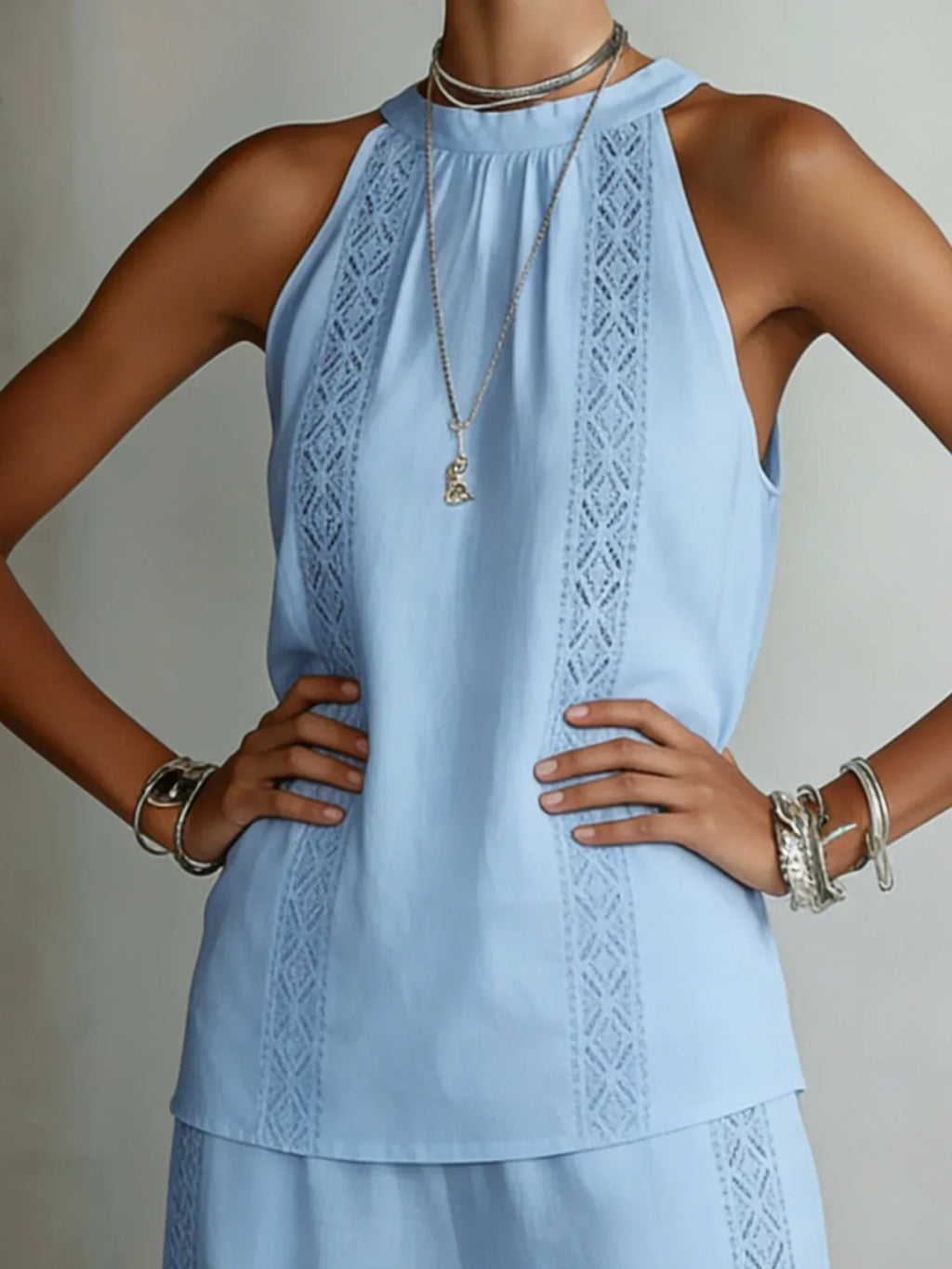 Camilla | Elegant Halter Linen Two-Piece Set