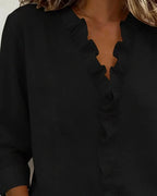 Cayla | Elegant V-neck Ruffles Blouse
