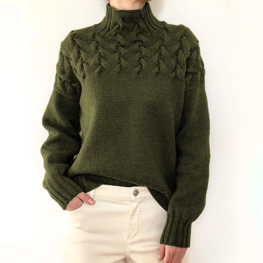 Andrea | Elegant Turtleneck Knit Sweater – Dark Green