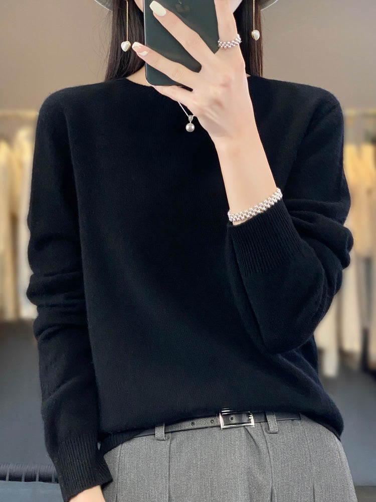 Anette | Cozy Cotton Sweater – Black