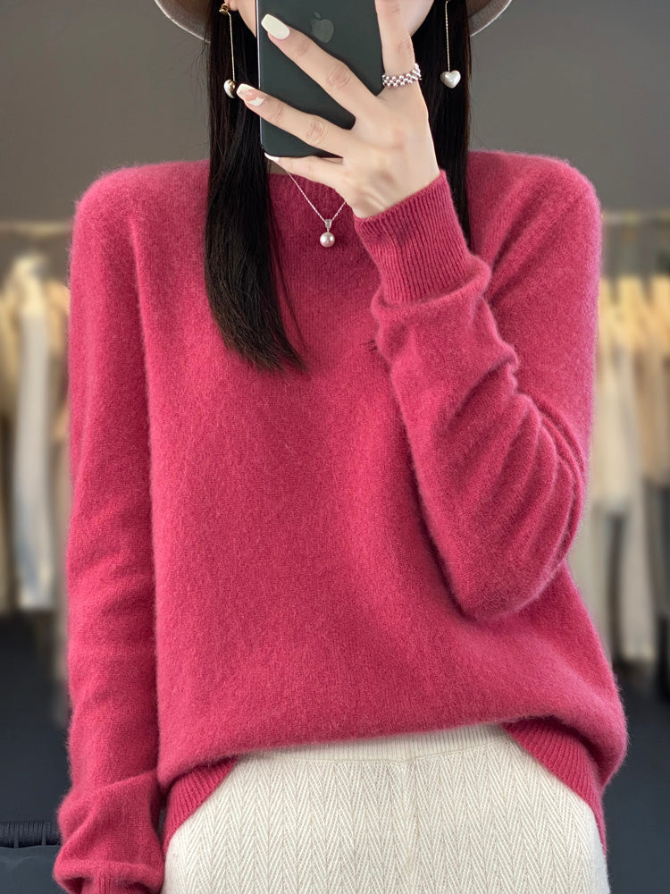 Anette | Cozy Cotton Sweater – Raspberry red