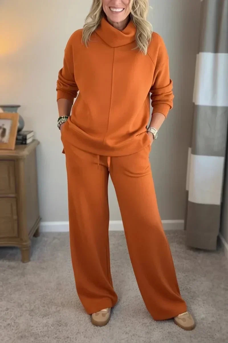 Amelia | Sophisticated Turtleneck Tailored Travel Set – Orange
