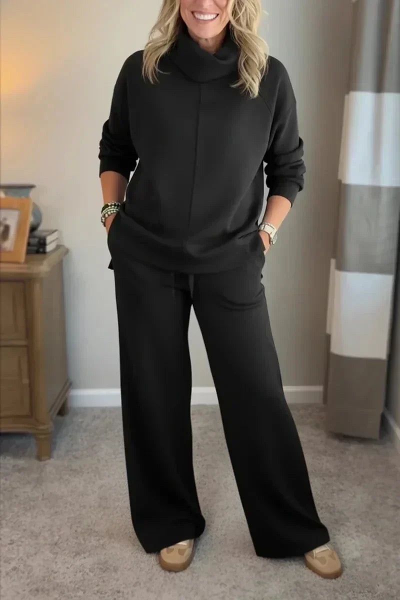 Amelia | Sophisticated Turtleneck Tailored Travel Set – Black