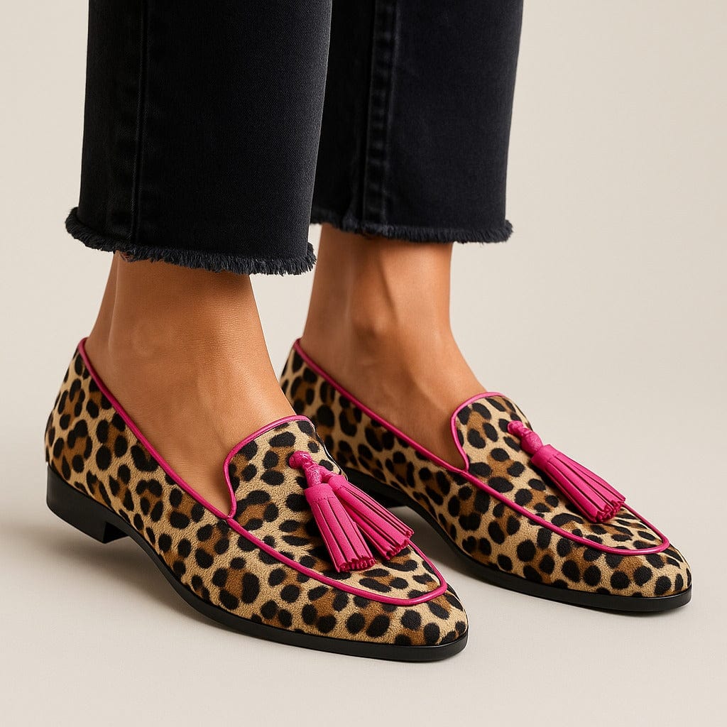 Liora | Fringe Detail Slippers – Leopard