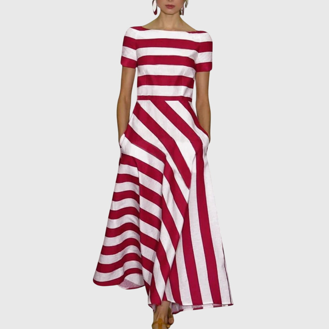 Carly | Striped Dress – Red