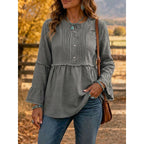 Cassandra | Pleated Peplum Blouse