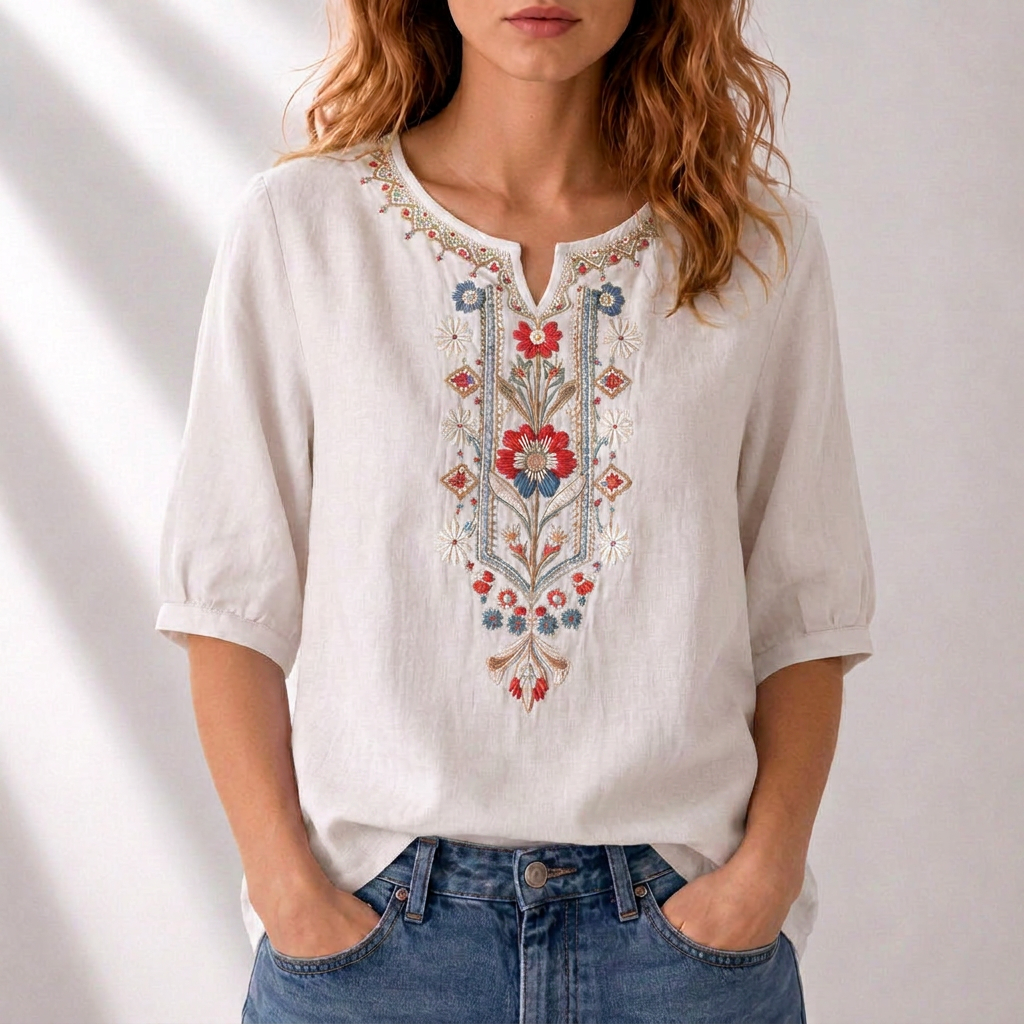 Cordelia | Artisan Embroidered Blouse – White