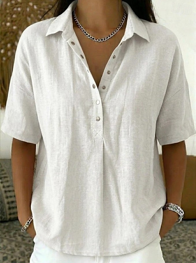 Willow | Blouse with Collar and Button – White (almost sold out)