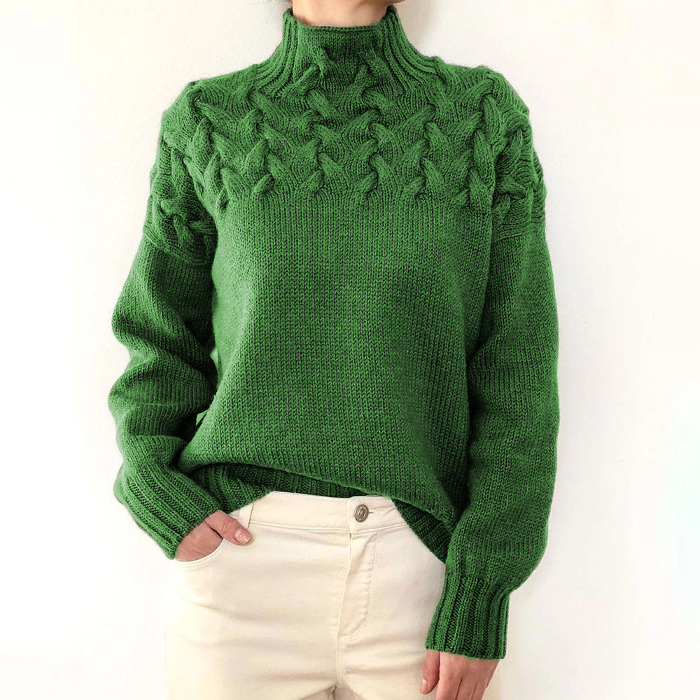 Andrea | Elegant Turtleneck Knit Sweater – Green