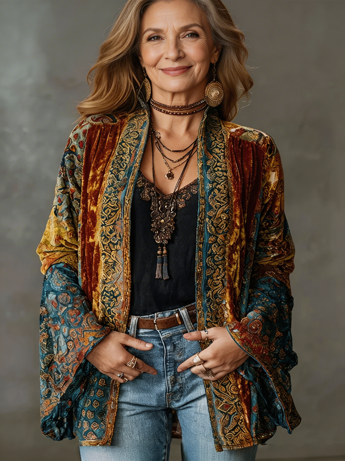 Carcy | Boho Embroidered Kimono Cardigan – Burgundy