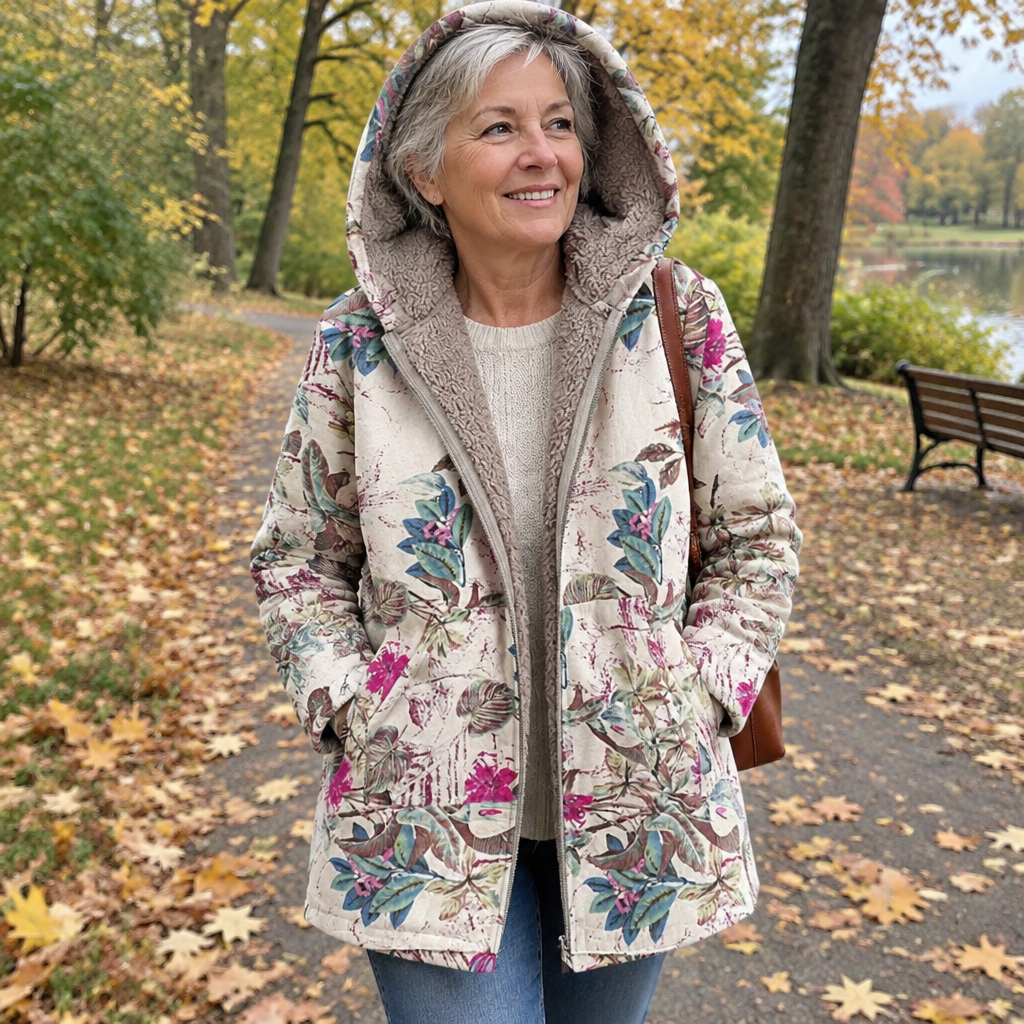 Melvaris Floral Print Hooded Coat