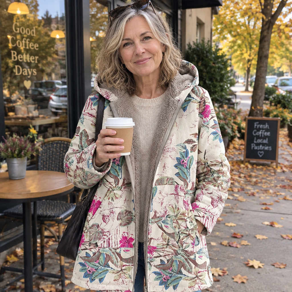 Melvaris Floral Print Hooded Coat