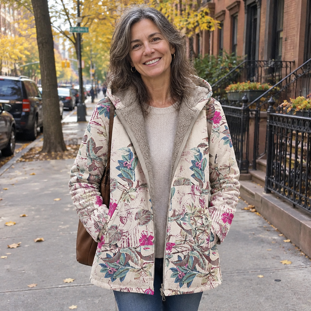 Melvaris Floral Print Hooded Coat