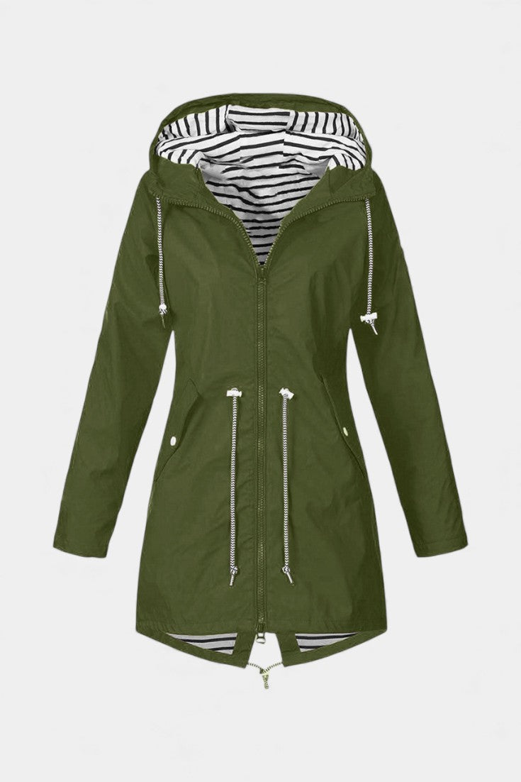Aria Waterproof Jacket with Adjustable Hood – Green
