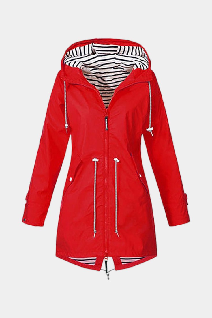 Aria Waterproof Jacket with Adjustable Hood – Red