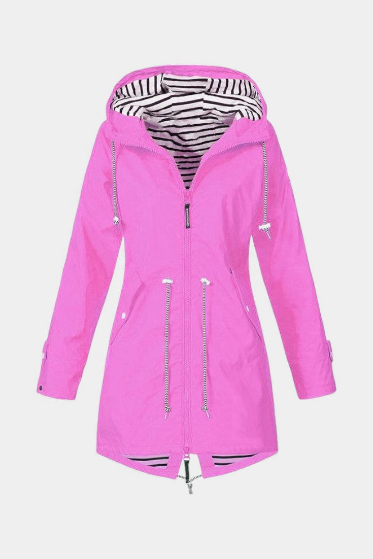 Aria Waterproof Jacket with Adjustable Hood – Pink