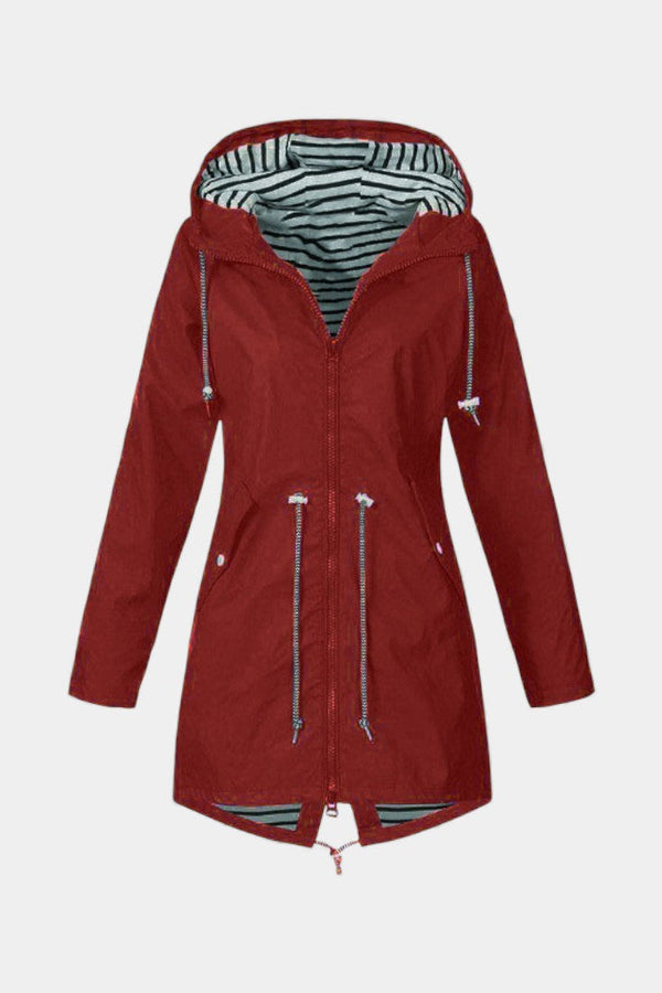 Aria | Hooded Rain Jacket – Burgundy