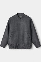 Amandine Short Baseball Jacket with 3D Embroidery and Ribbed Details