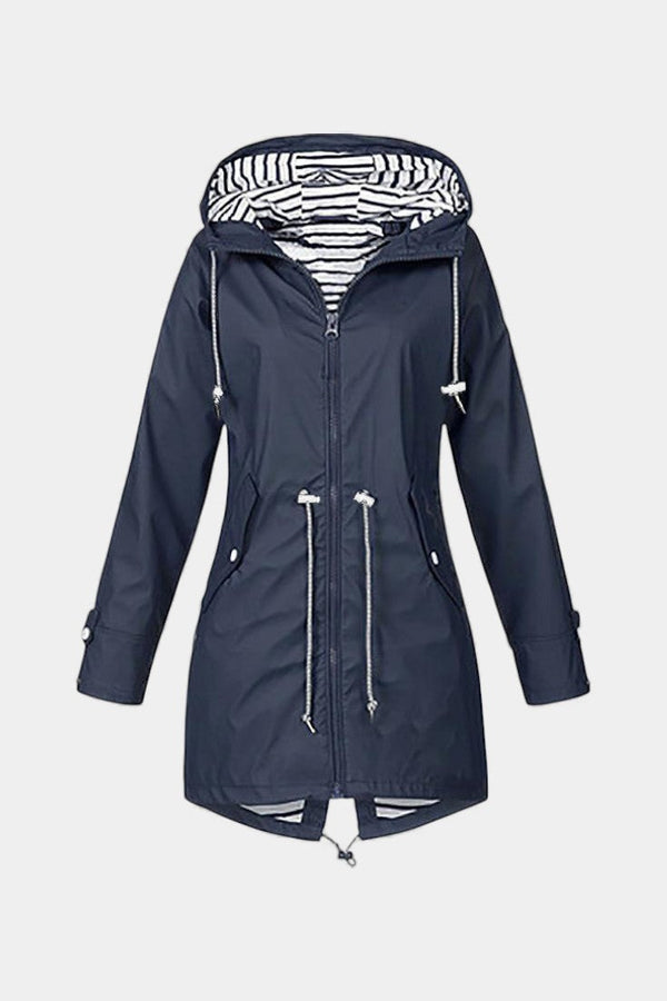 Aria | Hooded Rain Jacket – Navy Blue