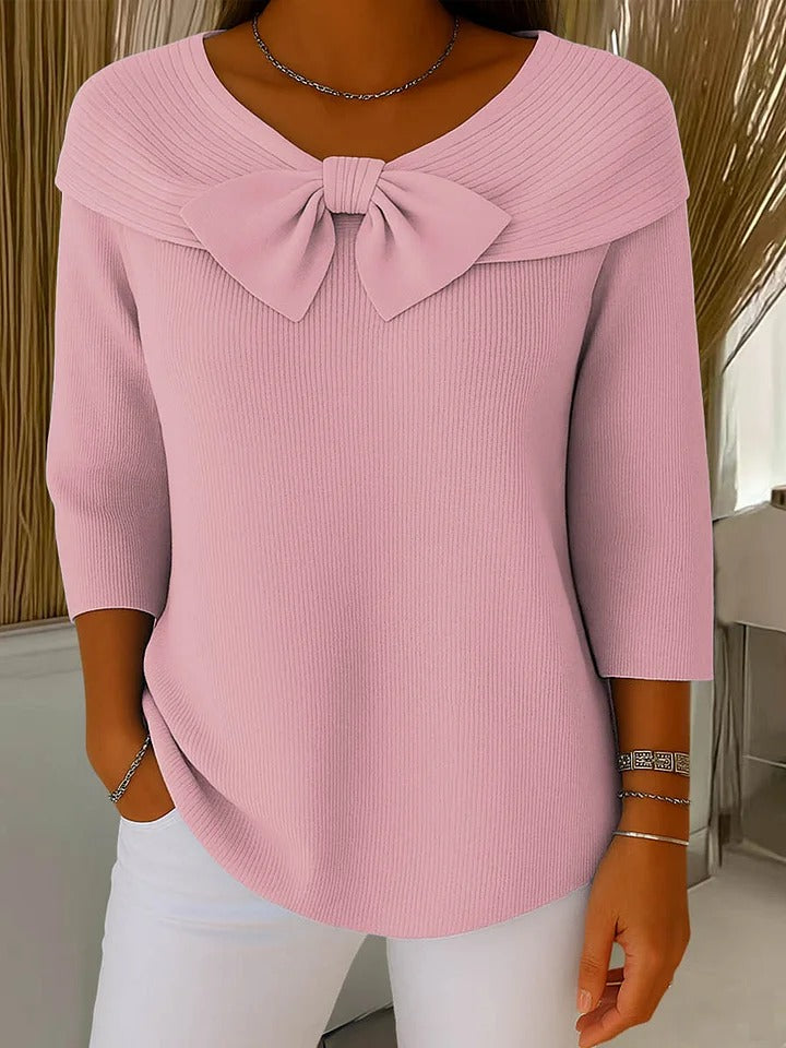 Tivella | Sweater with Bow and Round Neckline – Pink