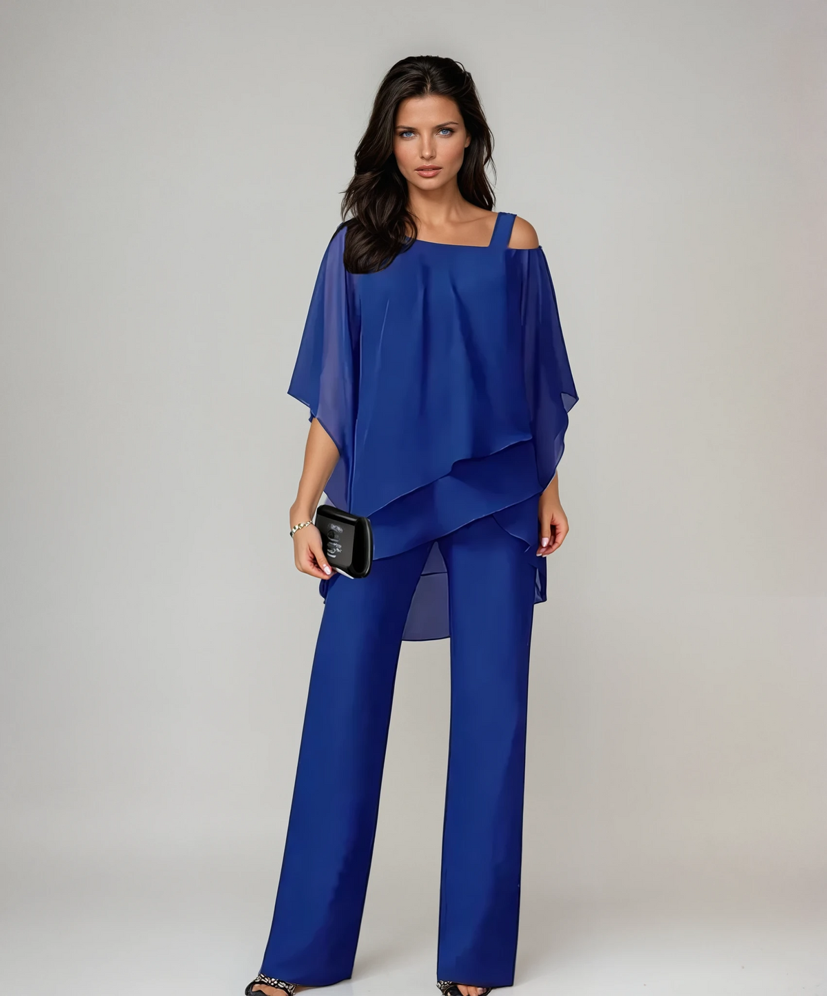 Cordelia | Elegant Chiffon Set – Blue