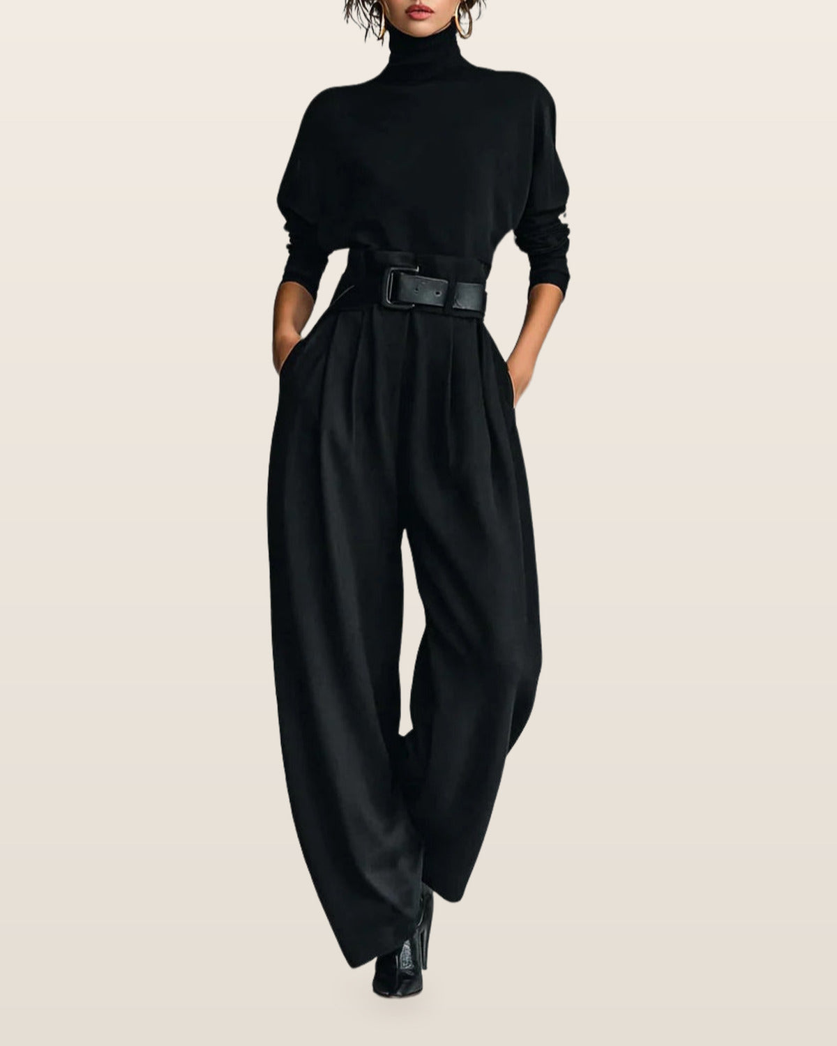 Lisa | Black 2-Piece Set with Belt – Black