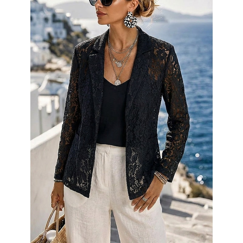 Beatrix | Refined Open-Front Blazer – Black