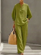 Camille | Linen Button-Up Two-Piece Set