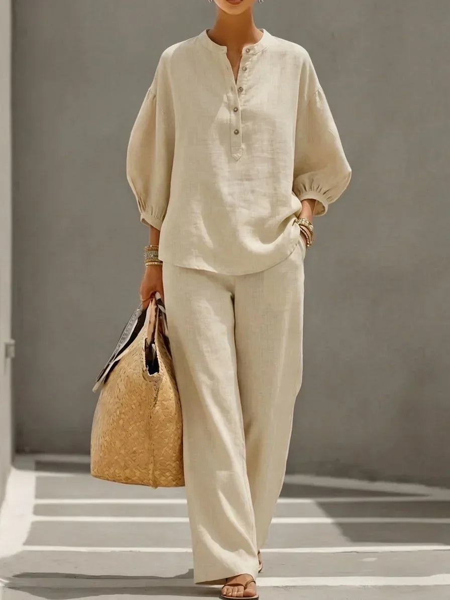 Camille | Linen Button-Up Two-Piece Set