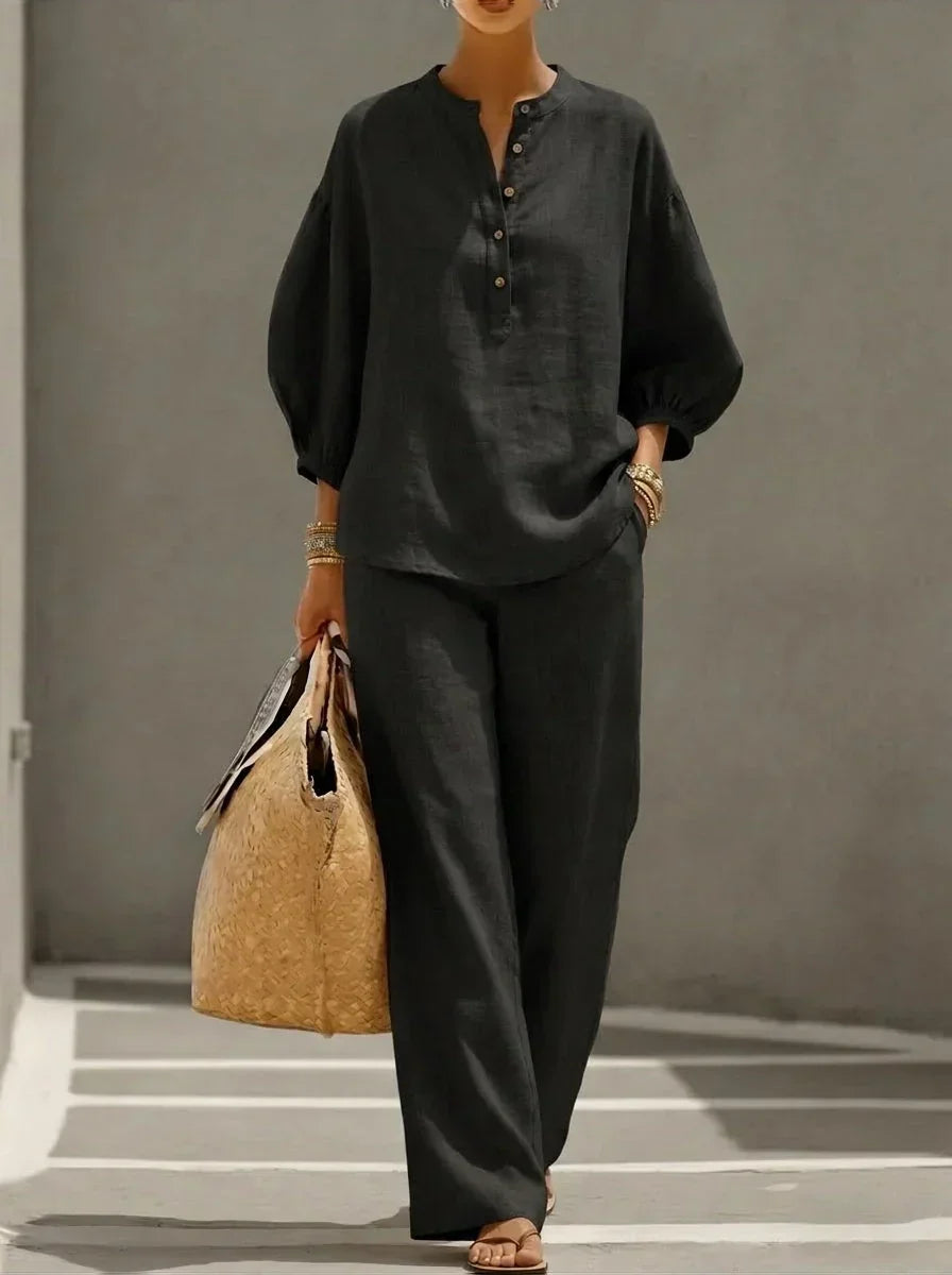 Camille | Linen Button-Up Two-Piece Set