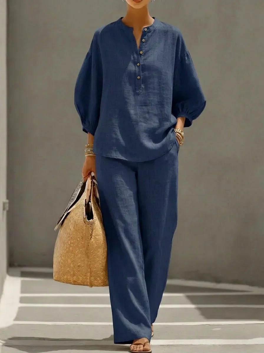 Camille | Linen Button-Up Two-Piece Set