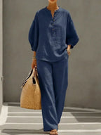 Camille | Linen Button-Up Two-Piece Set