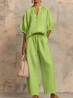 Amélie | Effortless Linen Zip Two-Piece Set