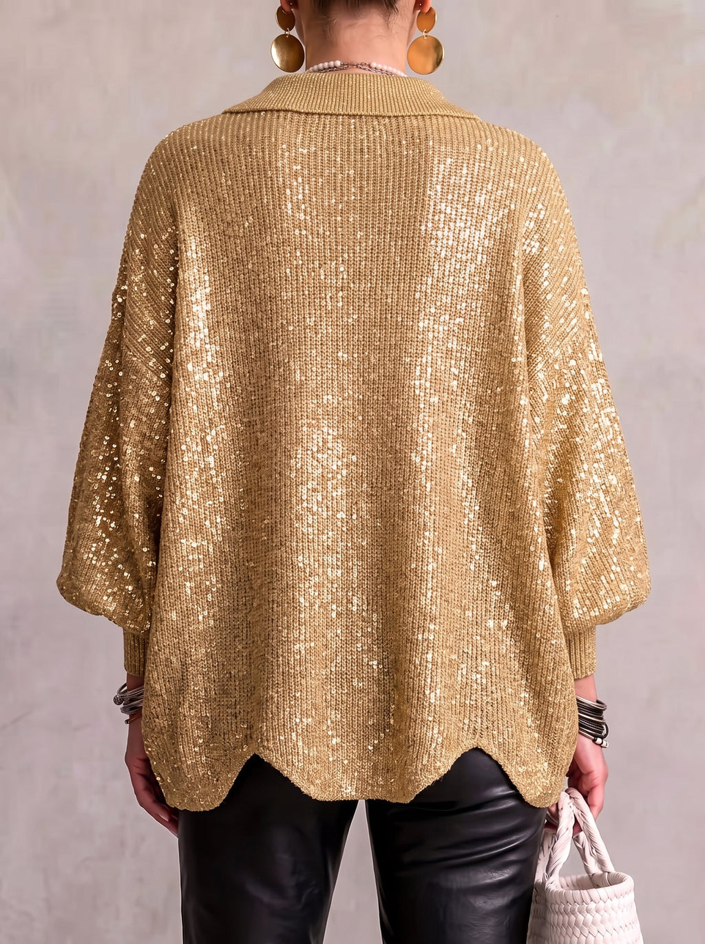 Isadora | Oversized Collared Cardigan With Large Metal Buttons