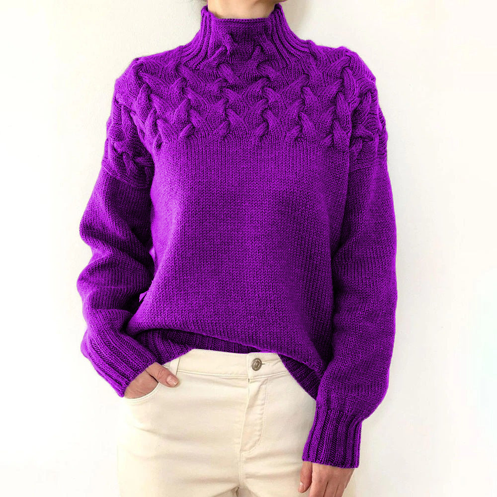 Andrea | Elegant Turtleneck Knit Sweater – Purple