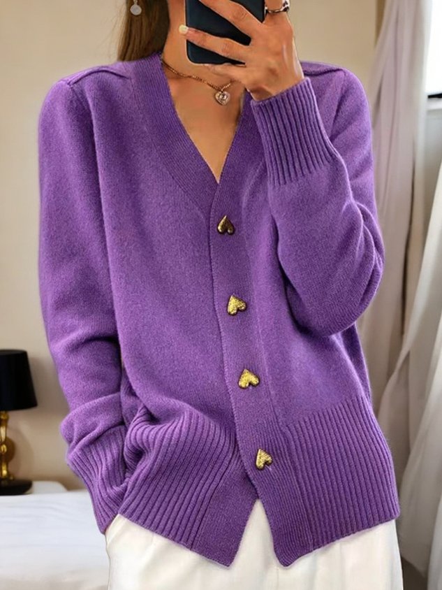Amy | Elegance Knit Cardigan – Purple