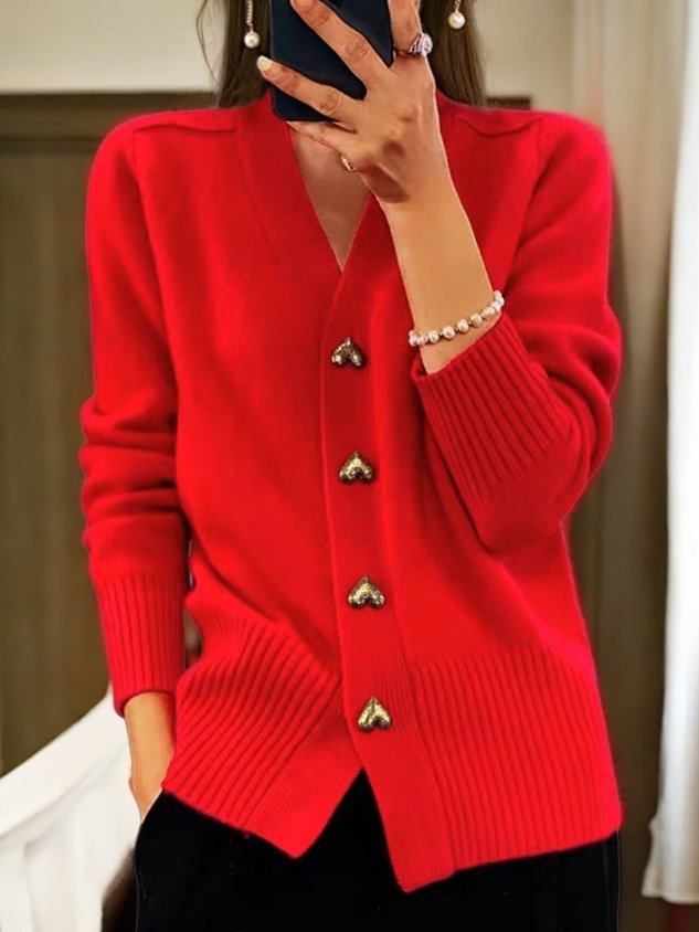 Amy | Elegance Knit Cardigan – Red