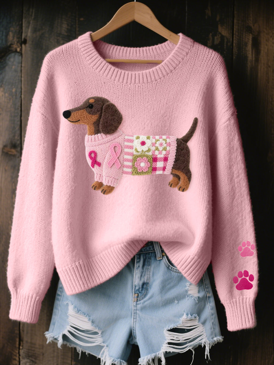 Bailey | Cozy Dog Lover Knit Sweater – Pink