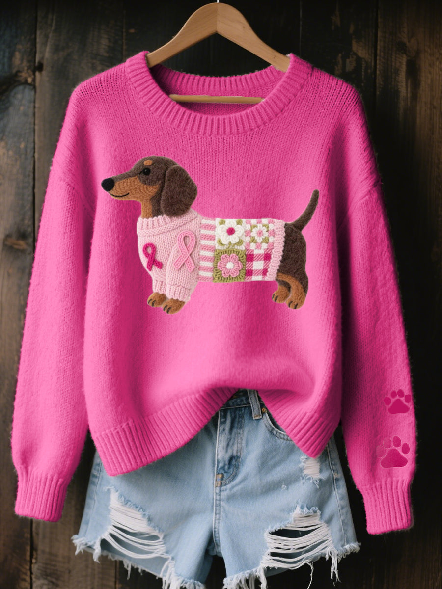 Bailey | Cozy Dog Lover Knit Sweater – Fuchsia
