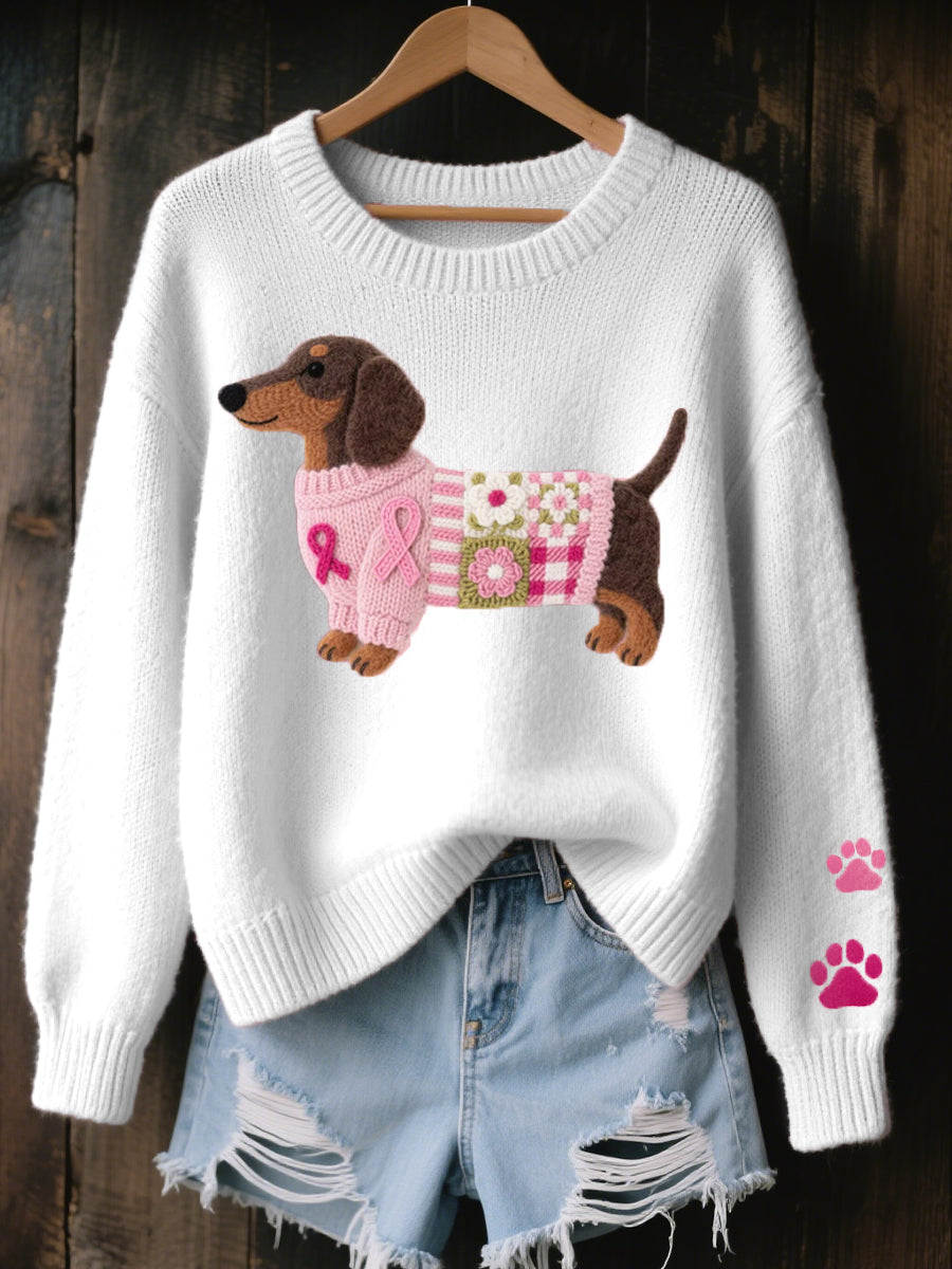 Bailey | Cozy Dog Lover Knit Sweater – White